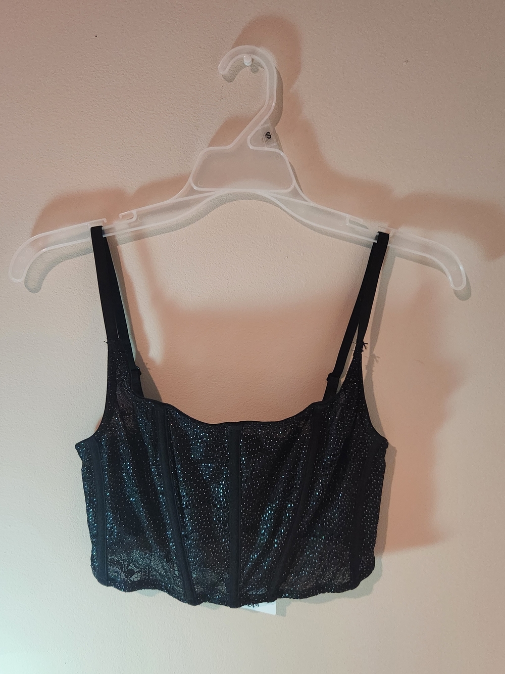 Forever 21 rhinestone embellished black lace corset top Size Medium 40-42 NWT